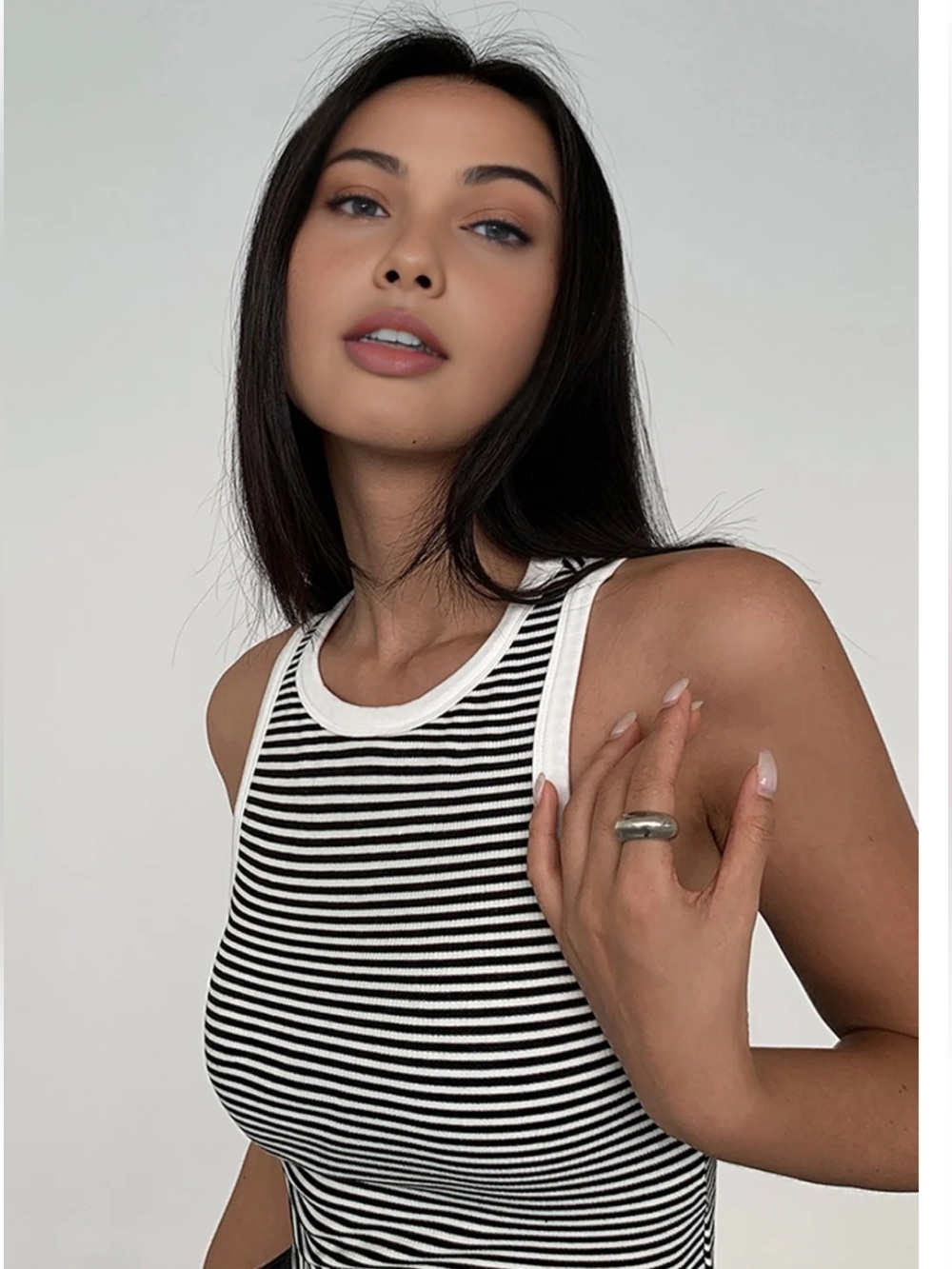 NWT Commense Striped Crew Neck Tank Top